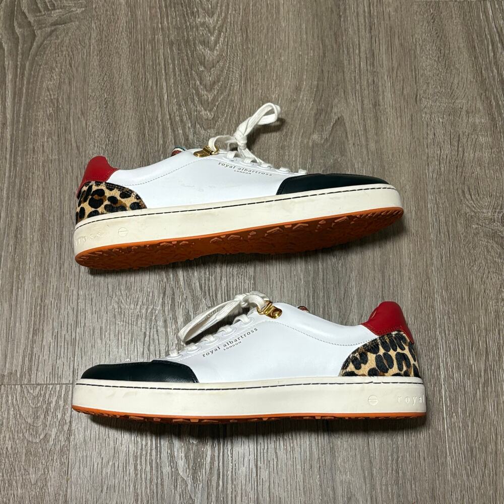 Royal Albartross Fieldfox Golf Sneakers Shoes Women’s 7 White Leather Leopard - Picture 4 of 14